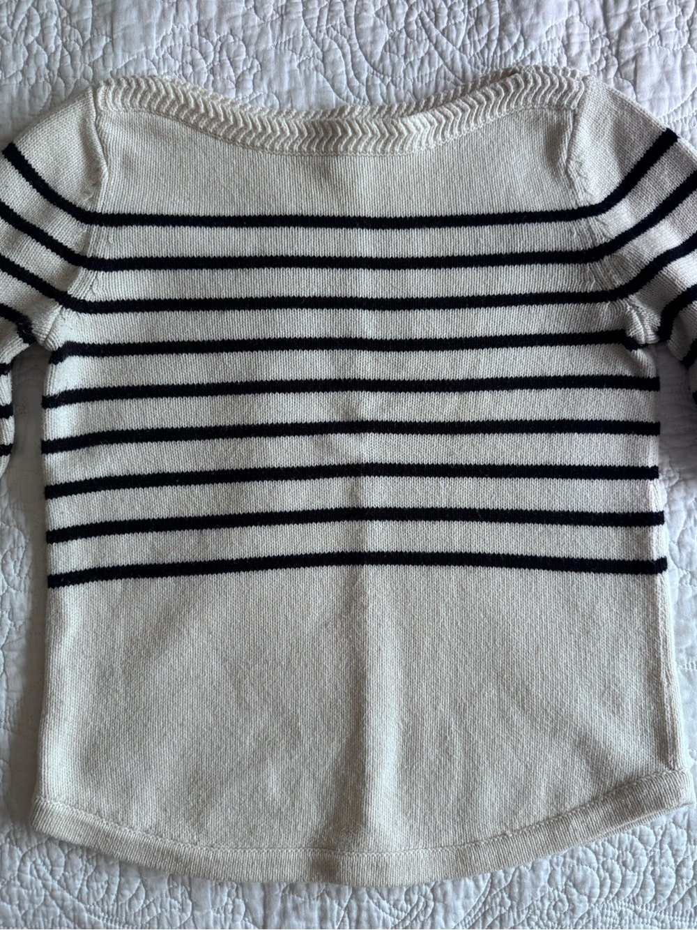 LOFT Cream & Black Striped Boatneck Sweater